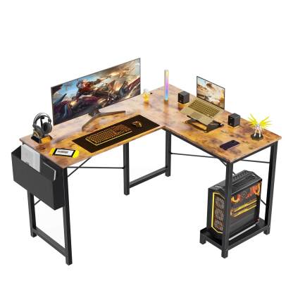 L Shaped Gaming Desk, Corner Desks with CPU Stand Side Bag for Home Office Dorm Sturdy--Bedroom,Bedroom Desk,Home Office,Home Office Desk,Living Room,Living Room Desk