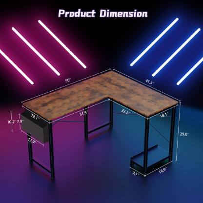L Shaped Gaming Desk, Corner Desks with CPU Stand Side Bag for Home Office Dorm Sturdy--Bedroom,Bedroom Desk,Home Office,Home Office Desk,Living Room,Living Room Desk
