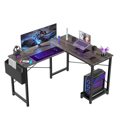 L Shaped Gaming Desk, Corner Desks with CPU Stand Side Bag for Home Office Dorm Sturdy--Bedroom,Bedroom Desk,Home Office,Home Office Desk,Living Room,Living Room Desk