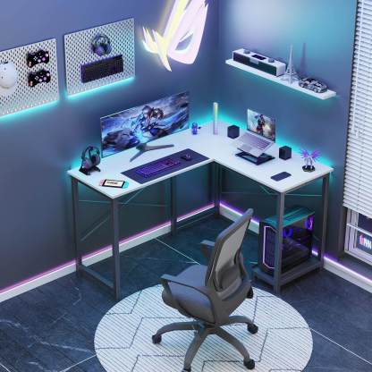 L Shaped Gaming Desk, Corner Desks with CPU Stand Side Bag for Home Office Dorm Sturdy--Bedroom,Bedroom Desk,Home Office,Home Office Desk,Living Room,Living Room Desk