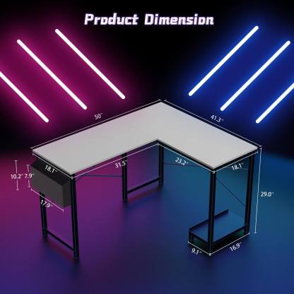 L Shaped Gaming Desk, Corner Desks with CPU Stand Side Bag for Home Office Dorm Sturdy--Bedroom,Bedroom Desk,Home Office,Home Office Desk,Living Room,Living Room Desk