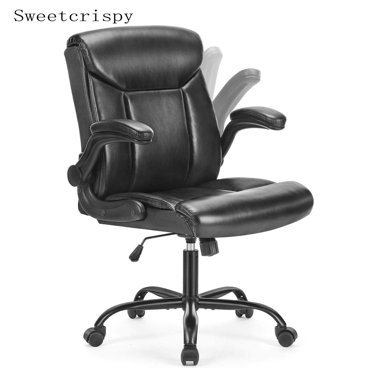 Sweetcrispy Leather Ergonomic Adjustable Computer Office Chair with Flip-up Armrest, Cushion Lumbar Back Support--Bedroom,Bedroom Chair,Home Office,Home Office Chair,Office,Office chair,Office Chair1