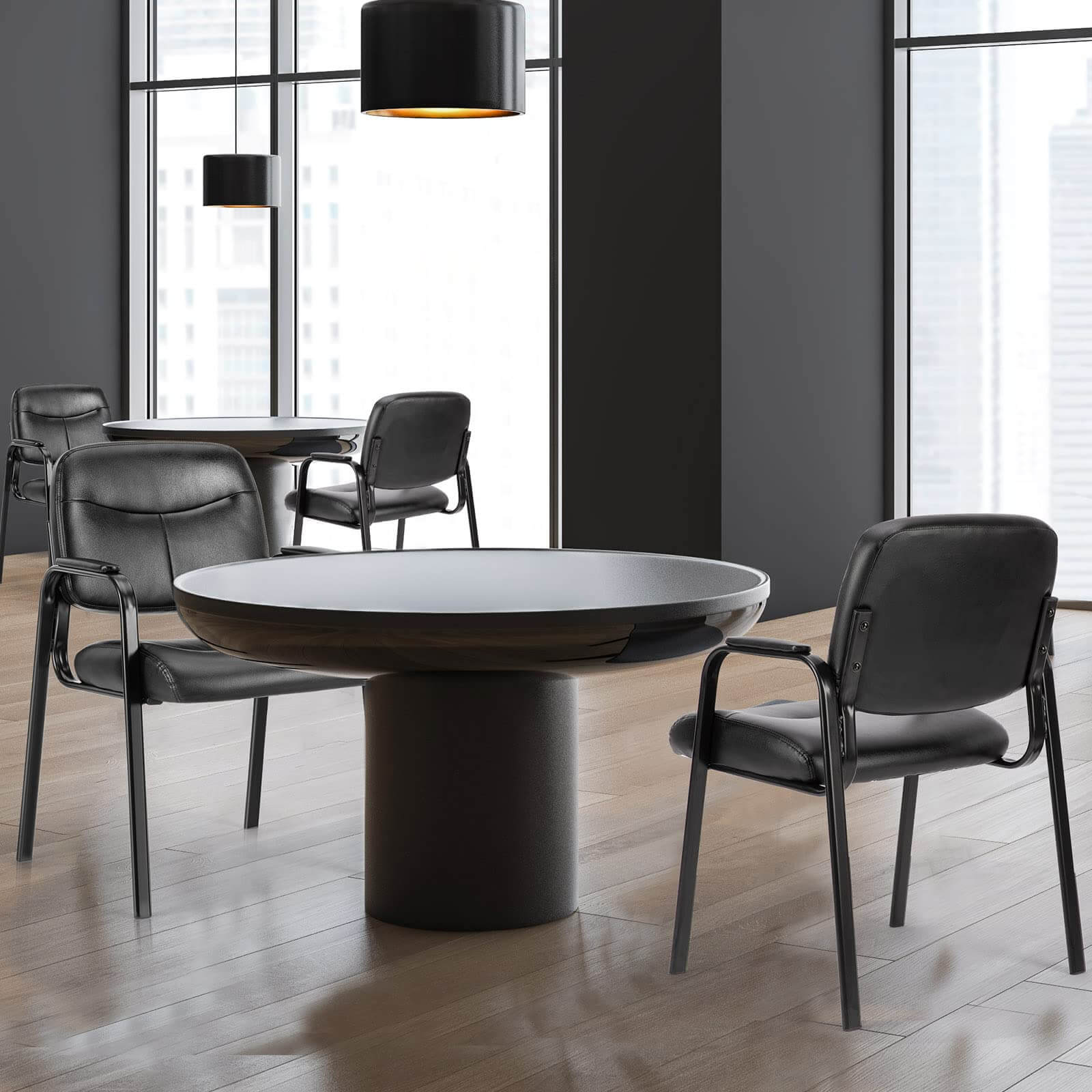 Leather Conference Room Chairs with Padded Arms,eception Chairs,Office Guest Chairs--Bedroom Chair,Home Office,Home Office Chair,kitchen & Dining,Office,Office Chair1