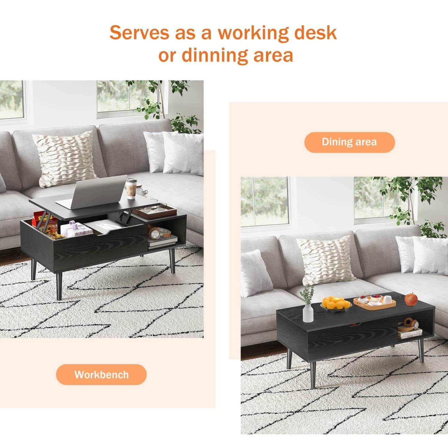 Lift Tabletop Coffee Tables for Living Room with Storage Shelf and Hidden Compartment--Best Sellers,Living Room,Living Room Cabinet