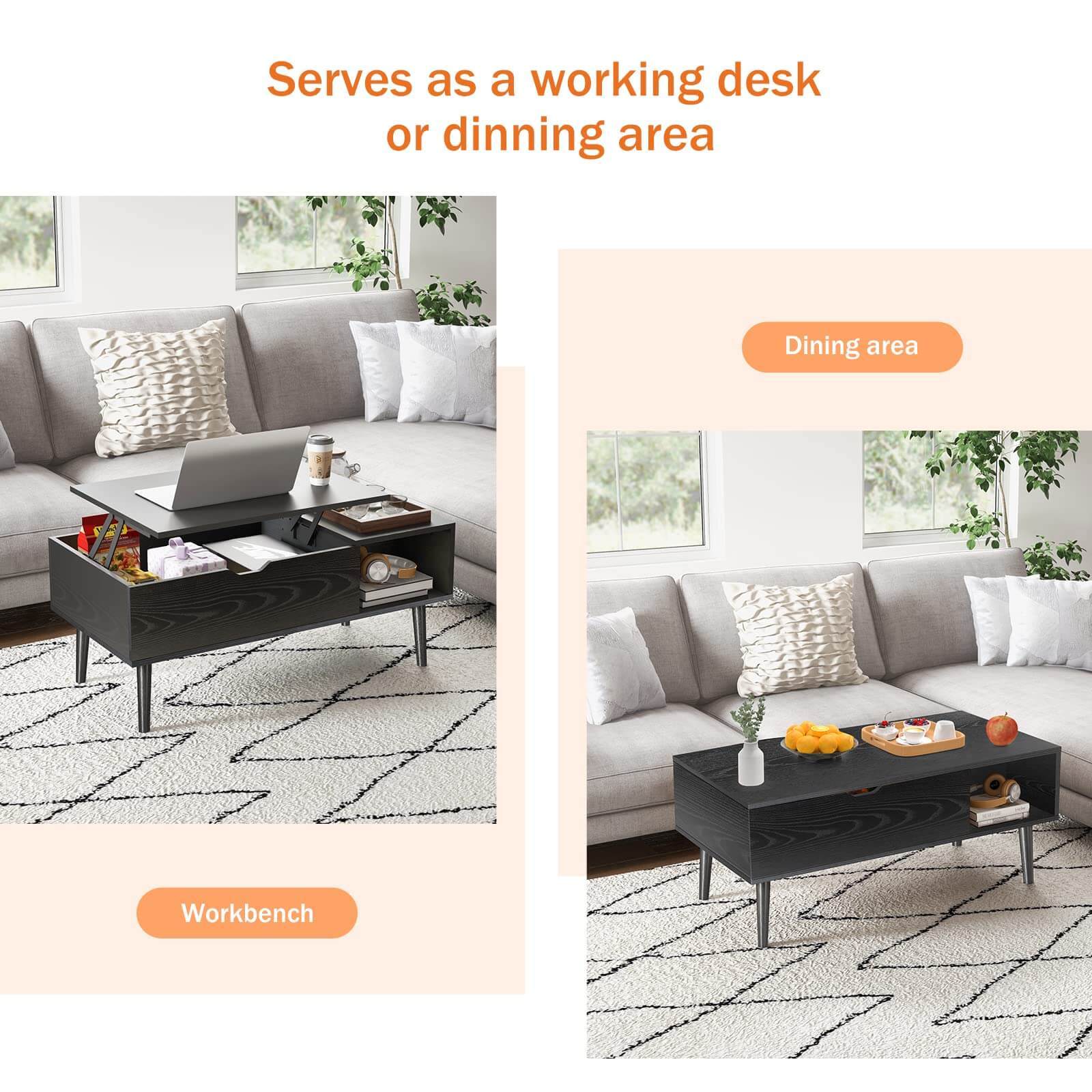 Lift Tabletop Coffee Tables for Living Room with Storage Shelf and Hidden Compartment--Best Sellers,Living Room,Living Room Cabinet