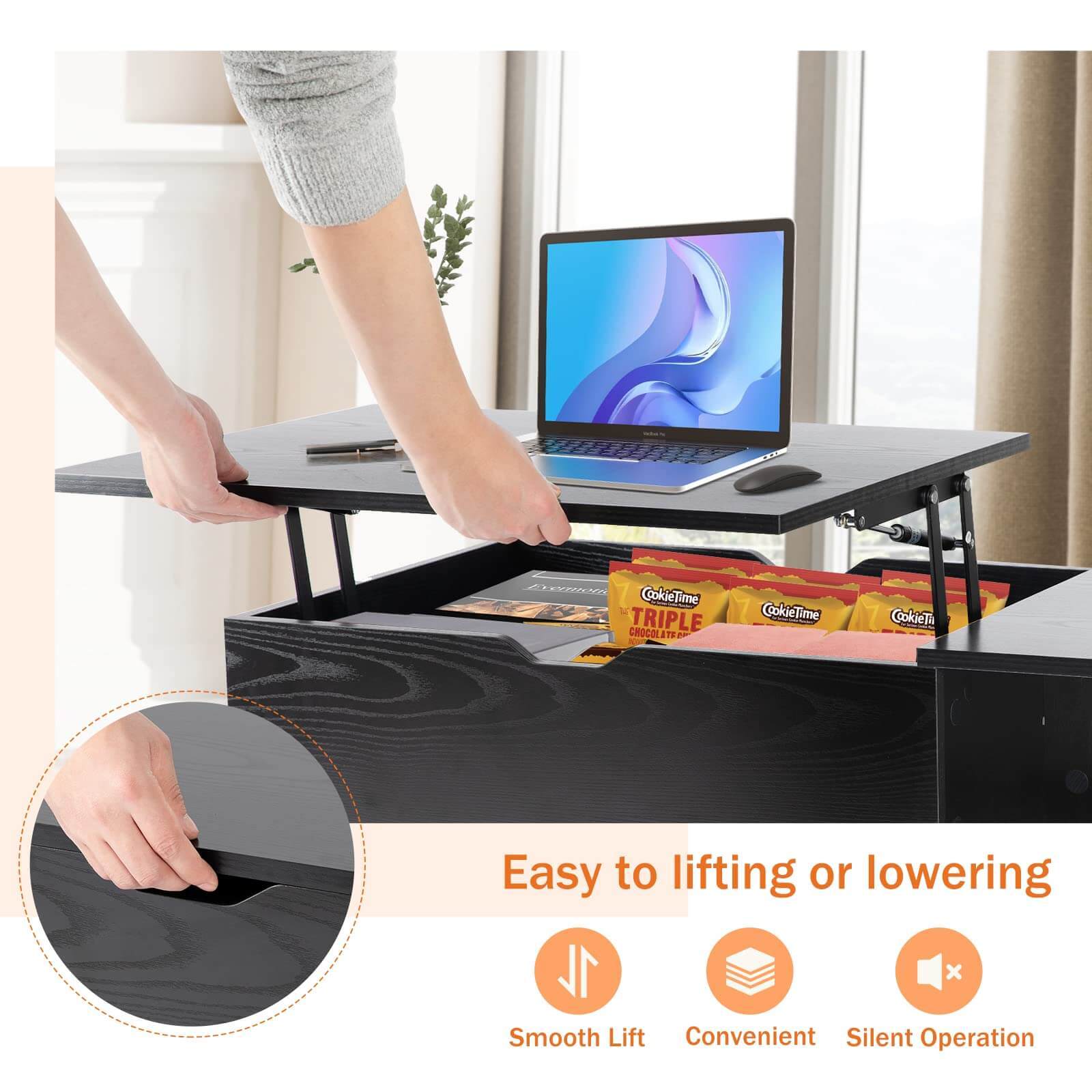 Lift Tabletop Coffee Tables for Living Room with Storage Shelf and Hidden Compartment--Best Sellers,Living Room,Living Room Cabinet