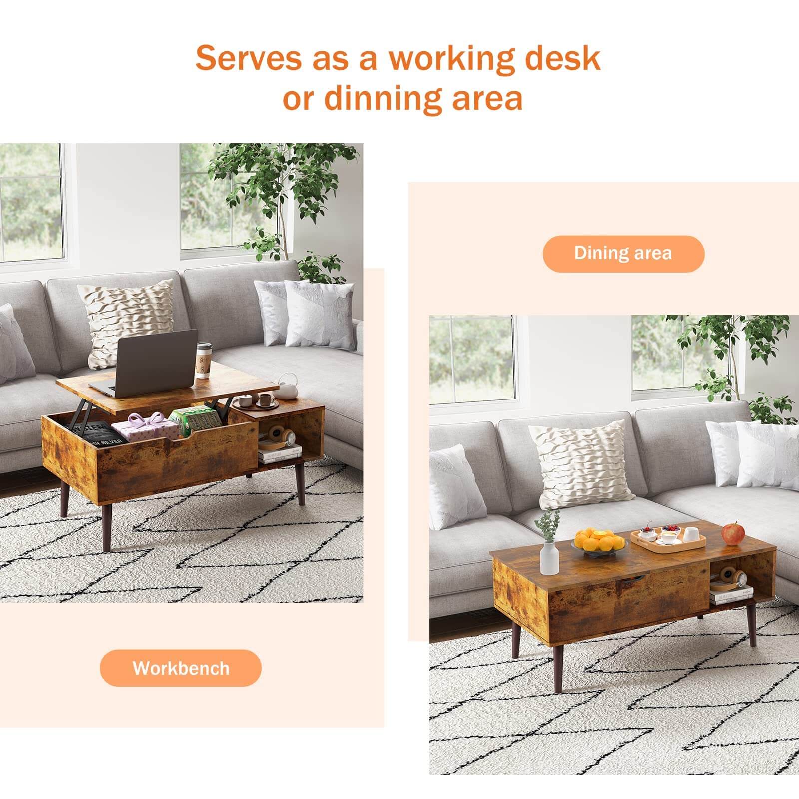 Lift Tabletop Coffee Tables for Living Room with Storage Shelf and Hidden Compartment--Best Sellers,Living Room,Living Room Cabinet