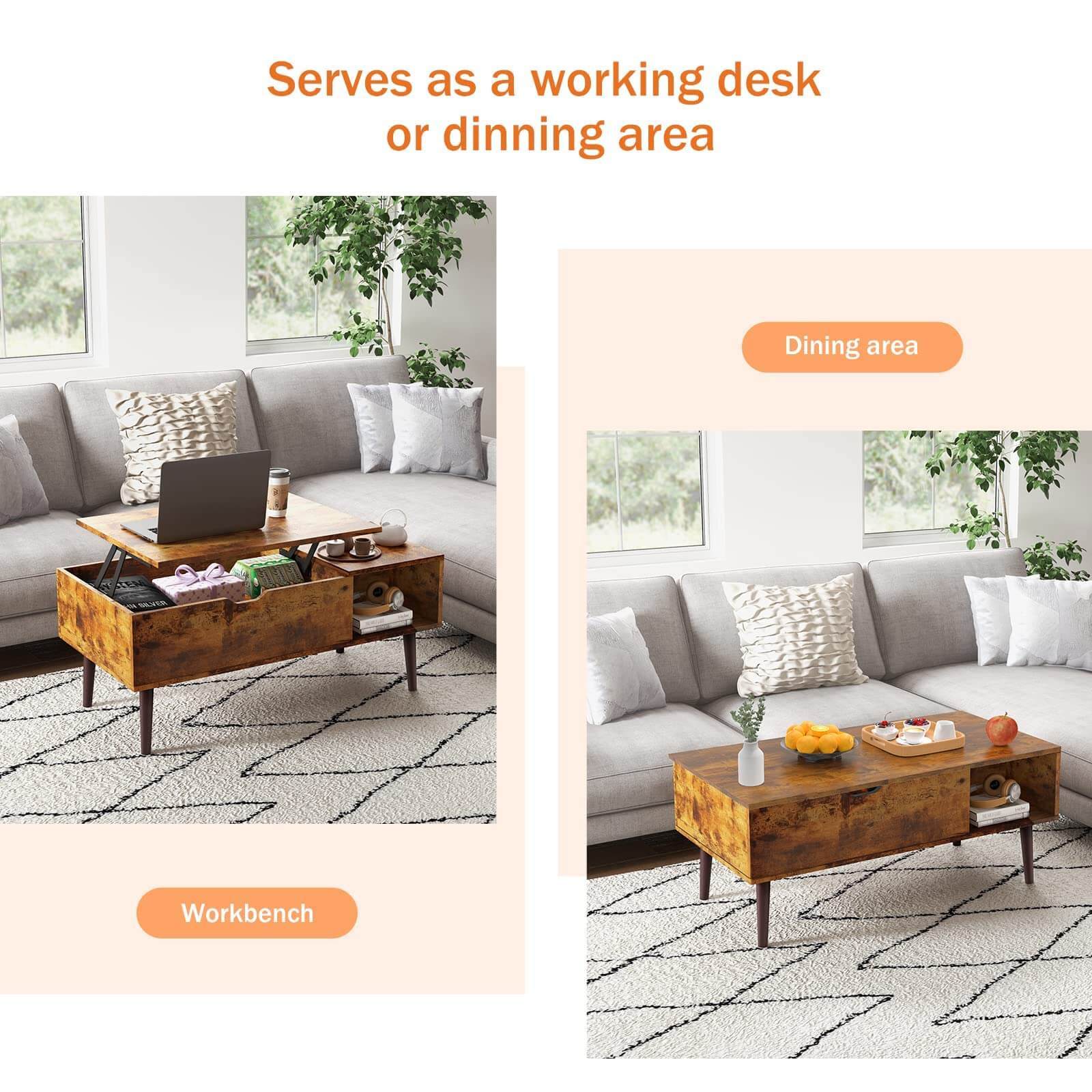 Lift Tabletop Coffee Tables for Living Room with Storage Shelf and Hidden Compartment--Best Sellers,Living Room,Living Room Cabinet