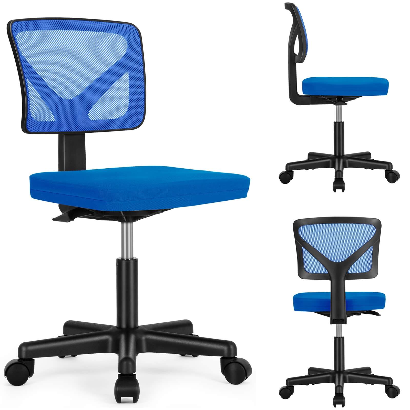 Low-Back Mesh Armless Office Chair,Swivel Rolling Computer Chair No Arms with Lumbar Support--Bedroom,Bedroom Chair,Home Office,Home Office Chair,kitchen & Dining,Office,Office chair,Office Chair1