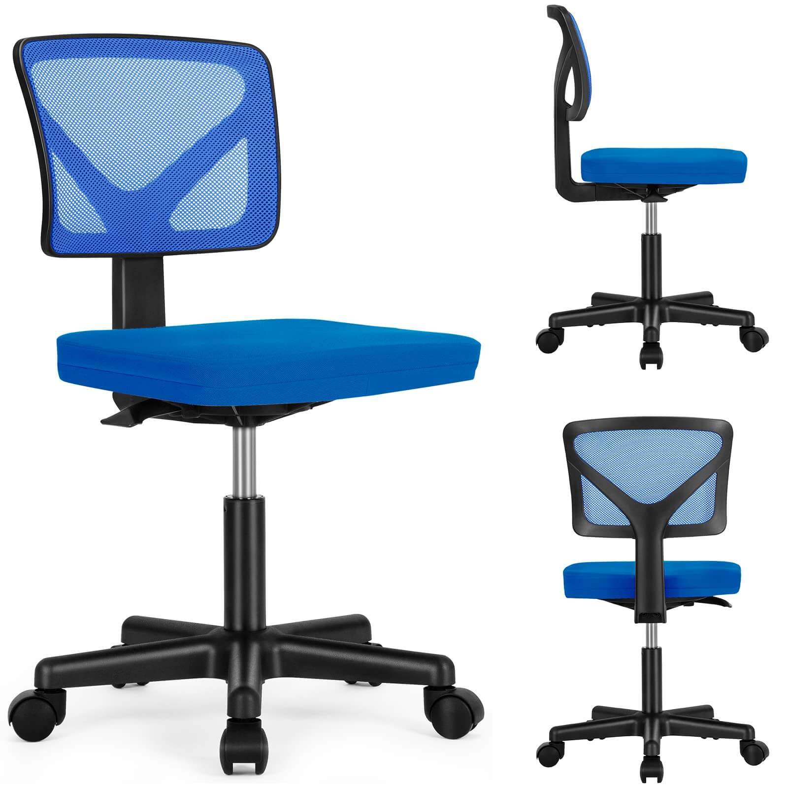 Low-Back Mesh Armless Office Chair,Swivel Rolling Computer Chair No Arms with Lumbar Support--Bedroom,Bedroom Chair,Home Office,Home Office Chair,kitchen & Dining,Office,Office chair,Office Chair1