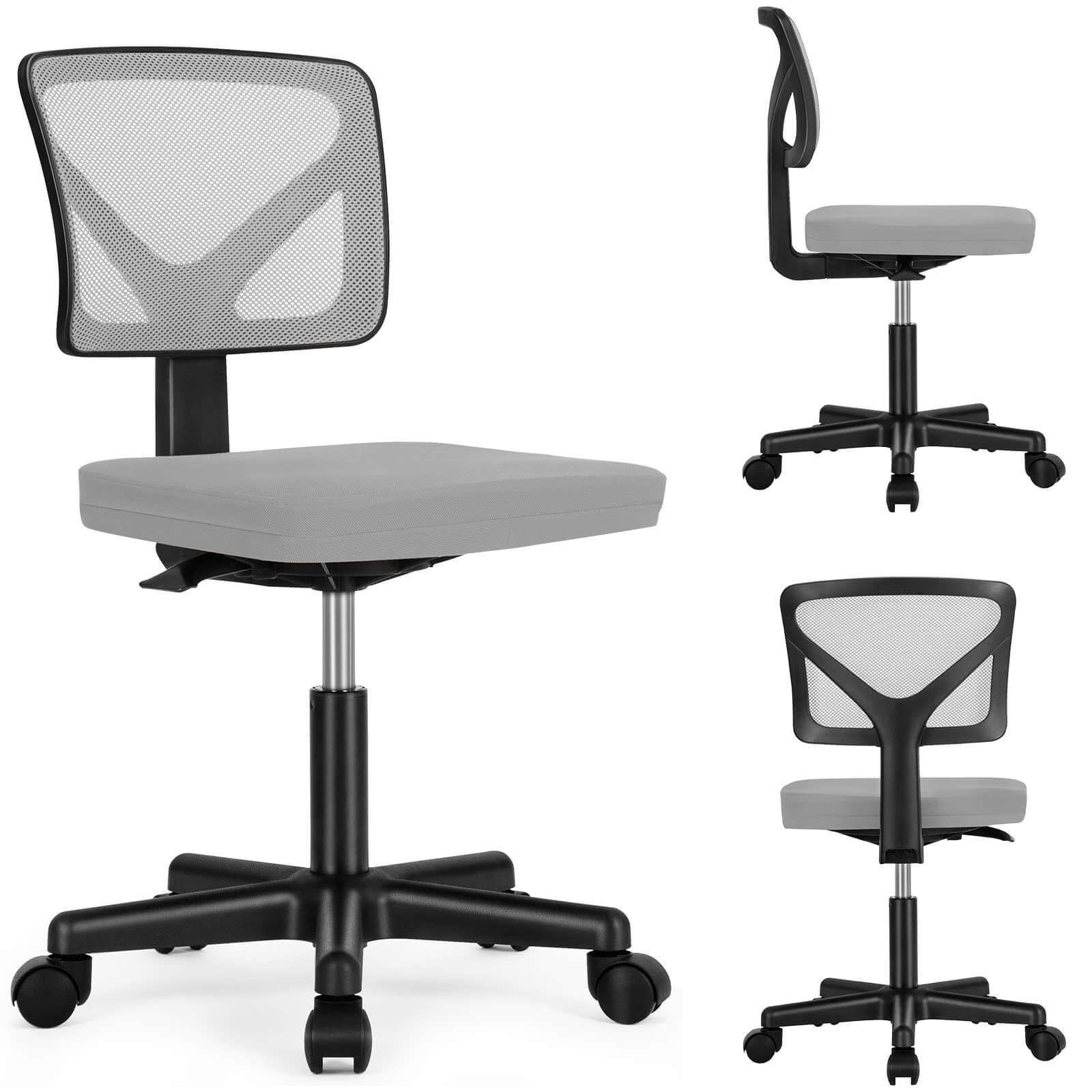 Low-Back Mesh Armless Office Chair,Swivel Rolling Computer Chair No Arms with Lumbar Support--Bedroom,Bedroom Chair,Home Office,Home Office Chair,kitchen & Dining,Office,Office chair,Office Chair1