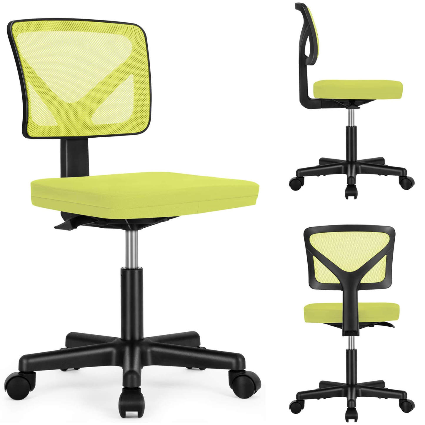 Low-Back Mesh Armless Office Chair,Swivel Rolling Computer Chair No Arms with Lumbar Support--Bedroom,Bedroom Chair,Home Office,Home Office Chair,kitchen & Dining,Office,Office chair,Office Chair1