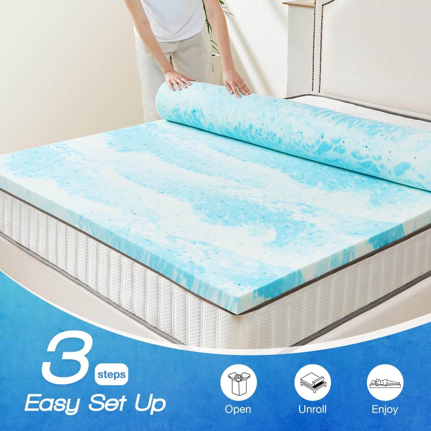 Memory Foam Cooling Gel Swirl Infused Bed Topper for Back Pain--Best Sellers,Bedroom,mattresses