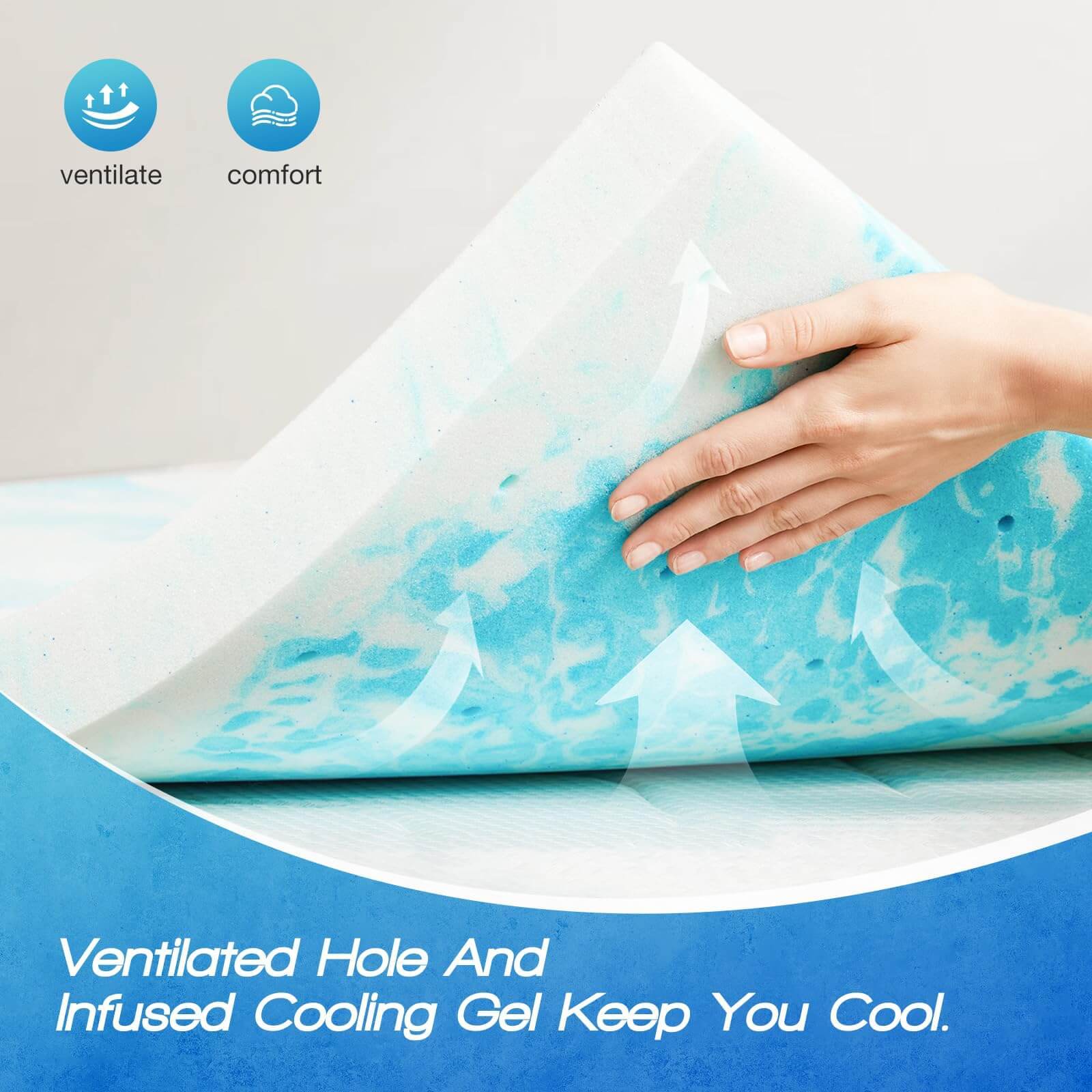 Memory Foam Cooling Gel Swirl Infused Bed Topper for Back Pain--Best Sellers,Bedroom,mattresses