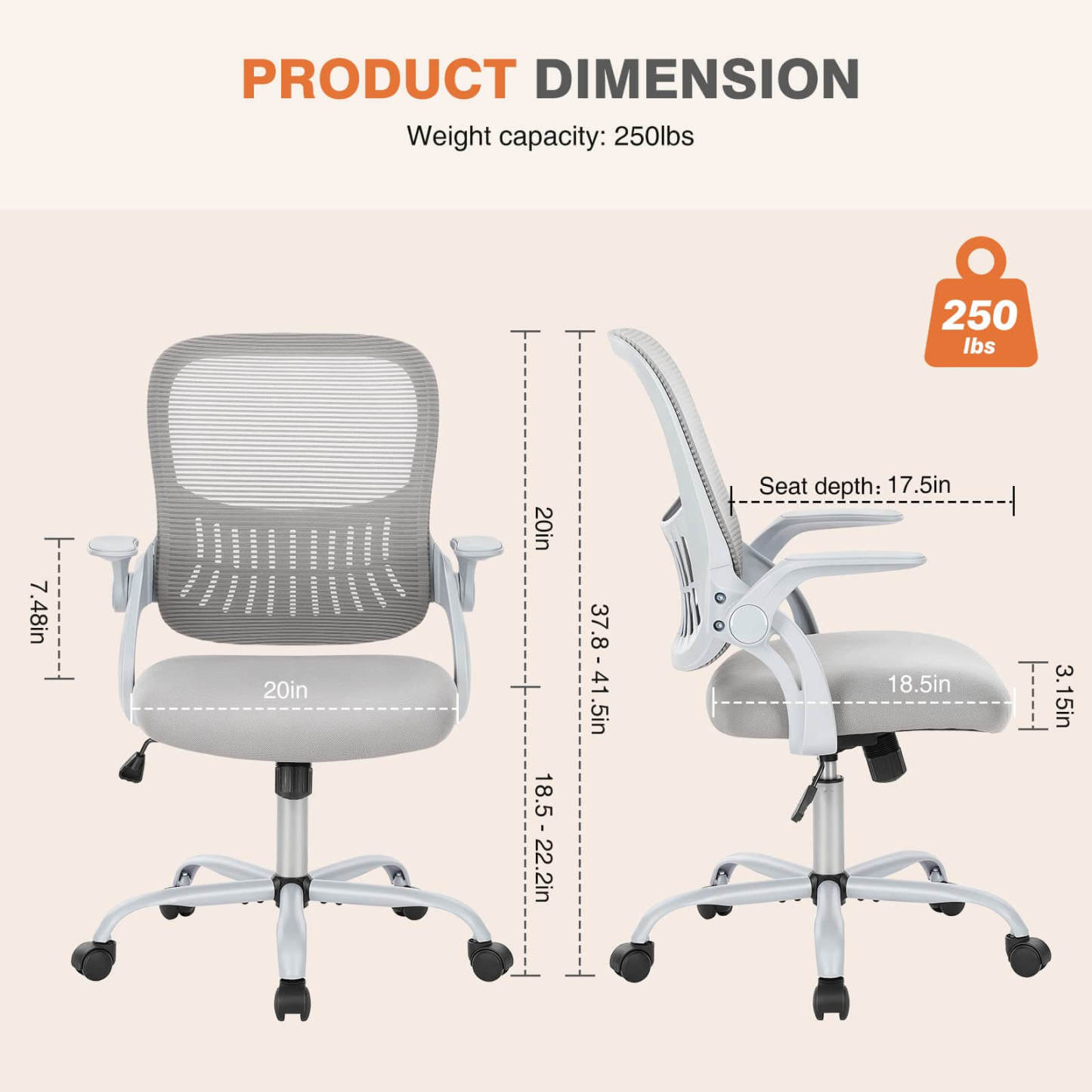 Ergonomic Home Mesh Office Desk Chairs with Flip up Armrests,Lumbar Support--Bedroom,Bedroom Chair,Home Office,Home Office Chair,Office,Office Chair1