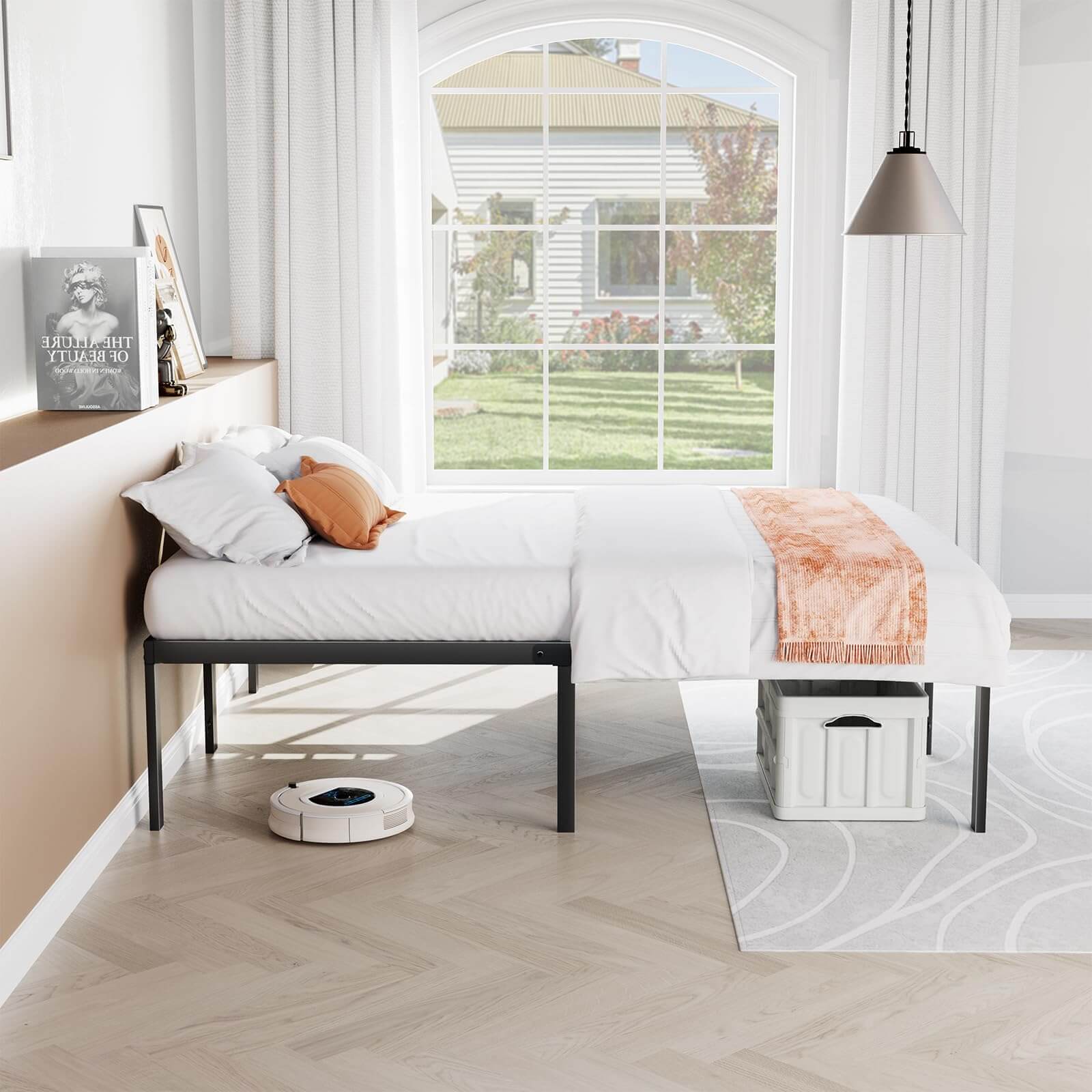 Heavy Duty Metal Bed Frame with Sturdy Steel Slat Support, No Box Spring Needed--Best Sellers,Bedroom,Bedroom Bed Frame