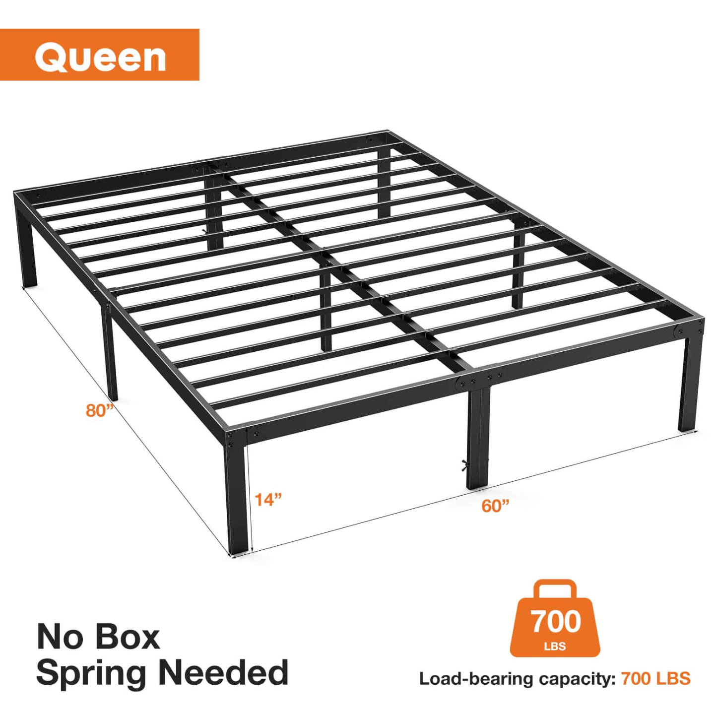 Heavy Duty Metal Bed Frame with Sturdy Steel Slat Support, No Box Spring Needed--Best Sellers,Bedroom,Bedroom Bed Frame