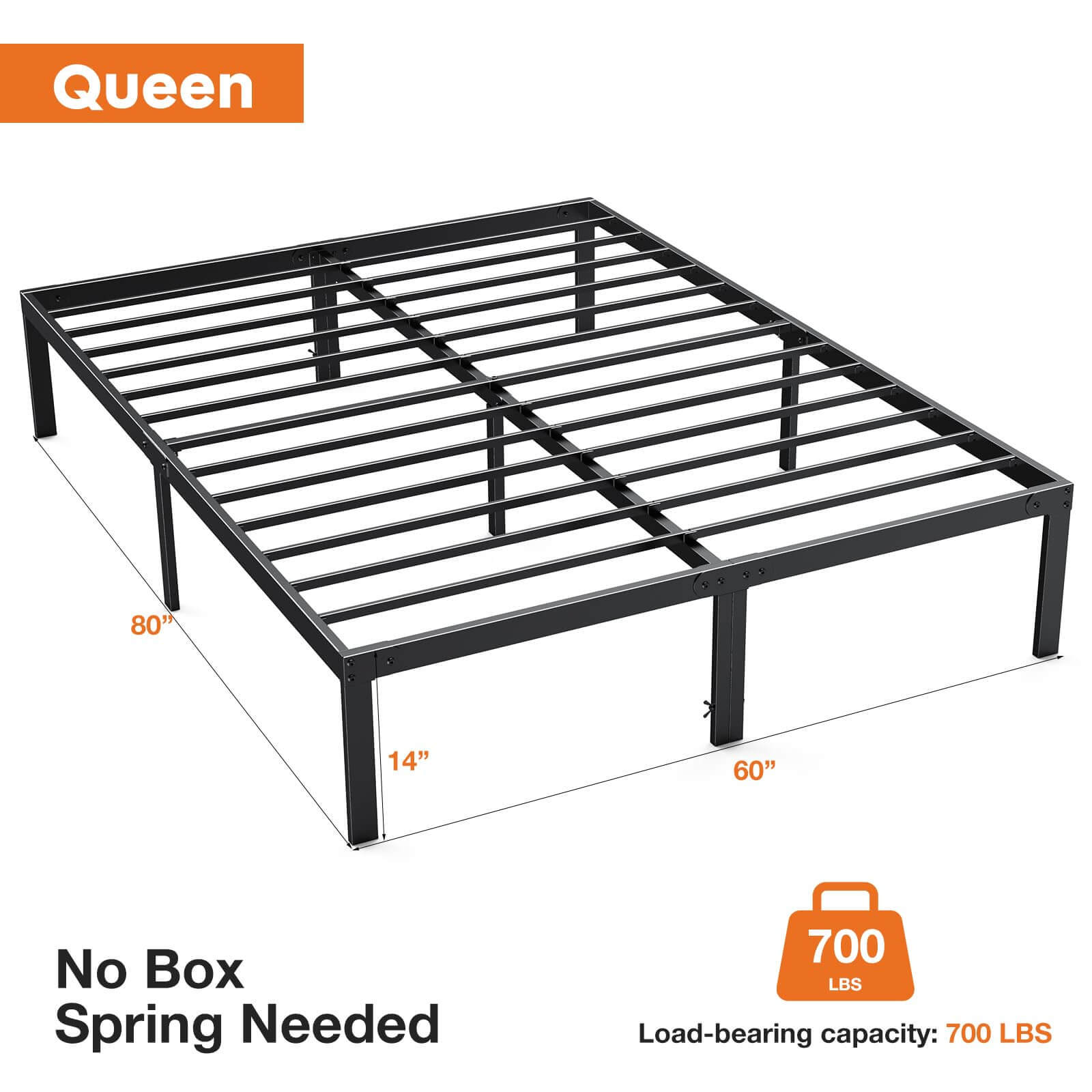 Heavy Duty Metal Bed Frame with Sturdy Steel Slat Support, No Box Spring Needed--Best Sellers,Bedroom,Bedroom Bed Frame
