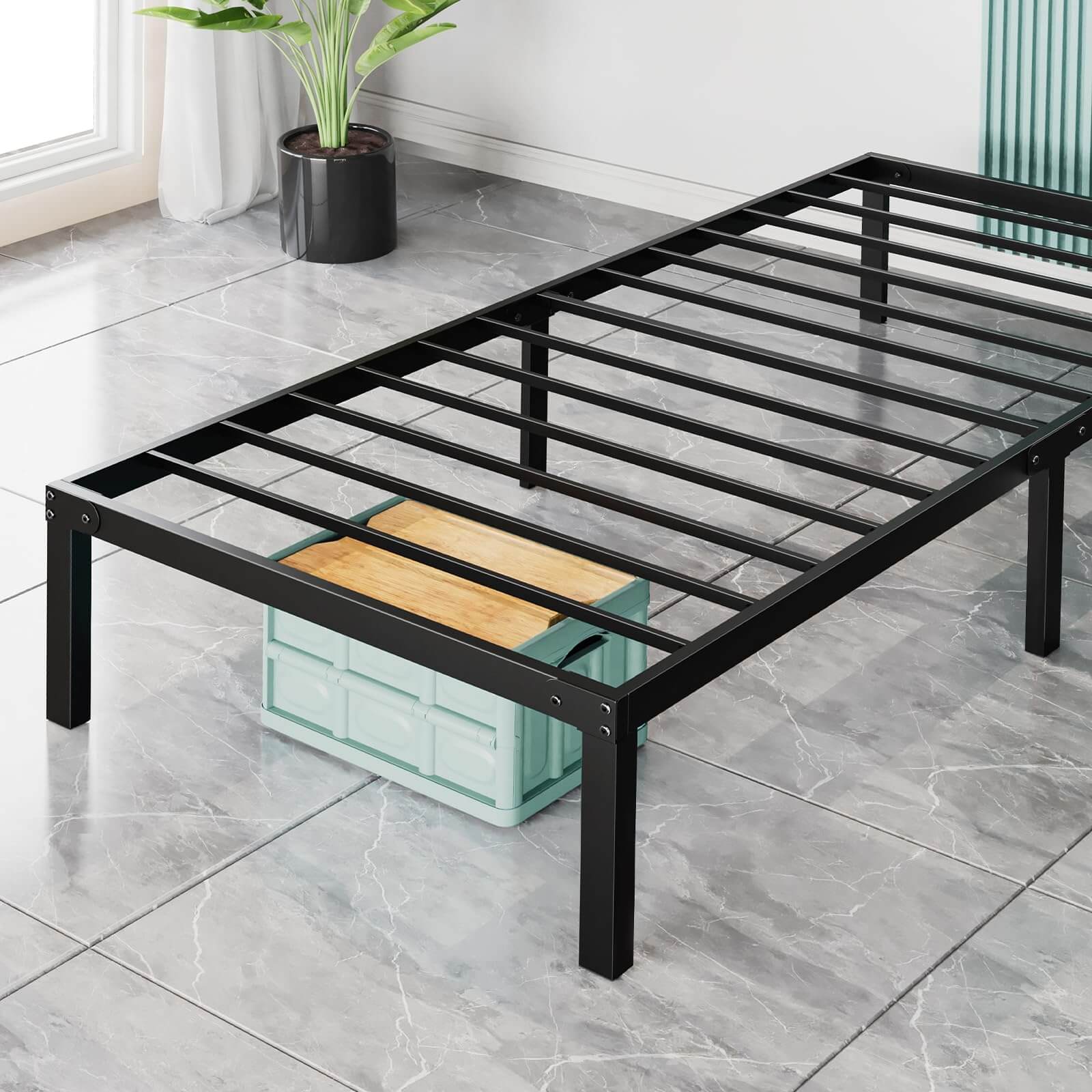 Heavy Duty Metal Bed Frame with Sturdy Steel Slat Support, No Box Spring Needed--Best Sellers,Bedroom,Bedroom Bed Frame