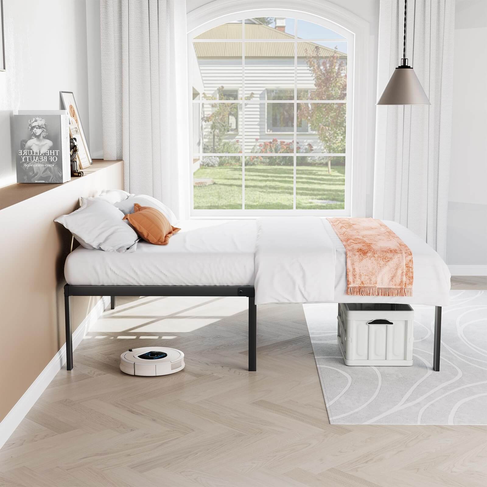 Heavy Duty Metal Bed Frame with Sturdy Steel Slat Support, No Box Spring Needed--Best Sellers,Bedroom,Bedroom Bed Frame