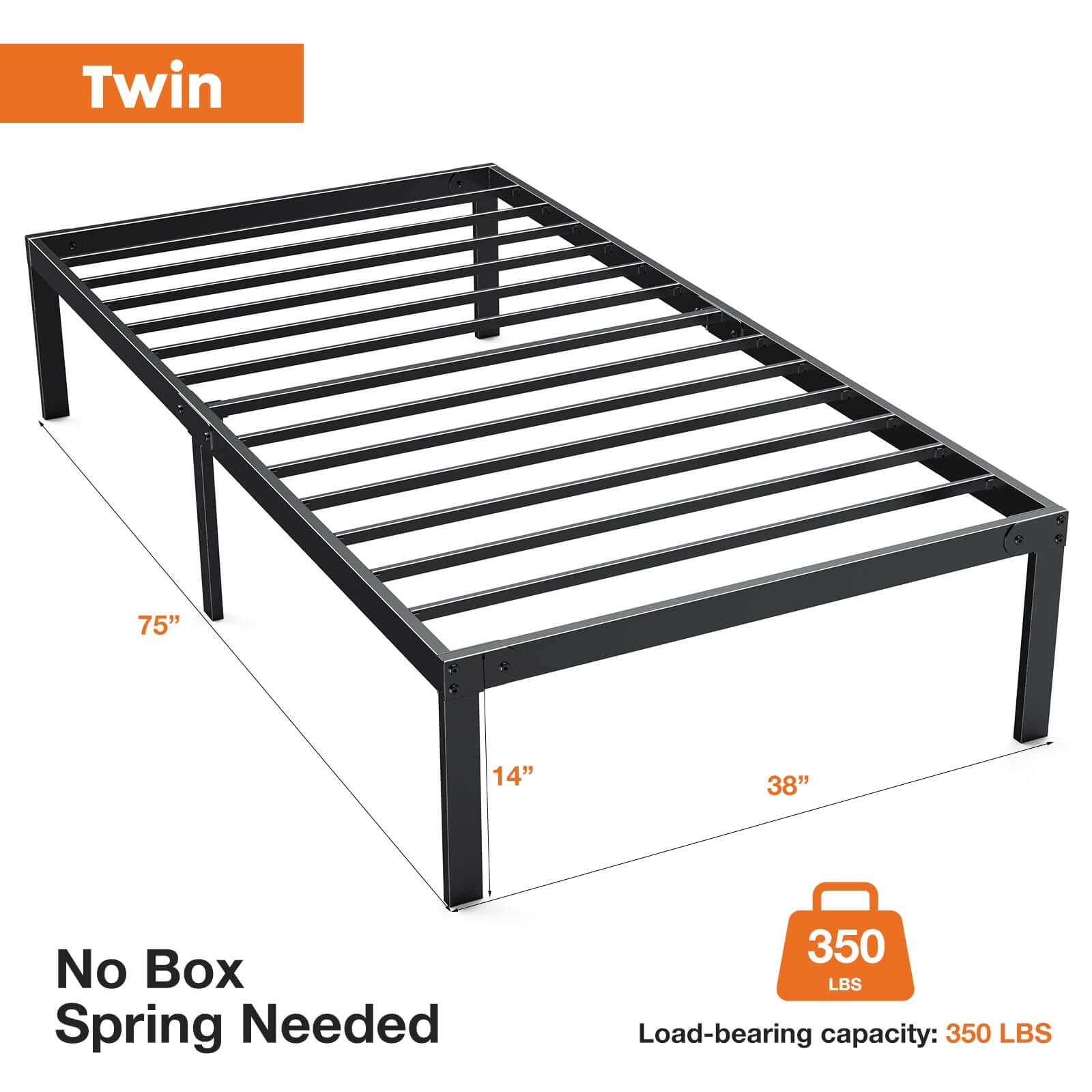 Heavy Duty Metal Bed Frame with Sturdy Steel Slat Support, No Box Spring Needed--Best Sellers,Bedroom,Bedroom Bed Frame
