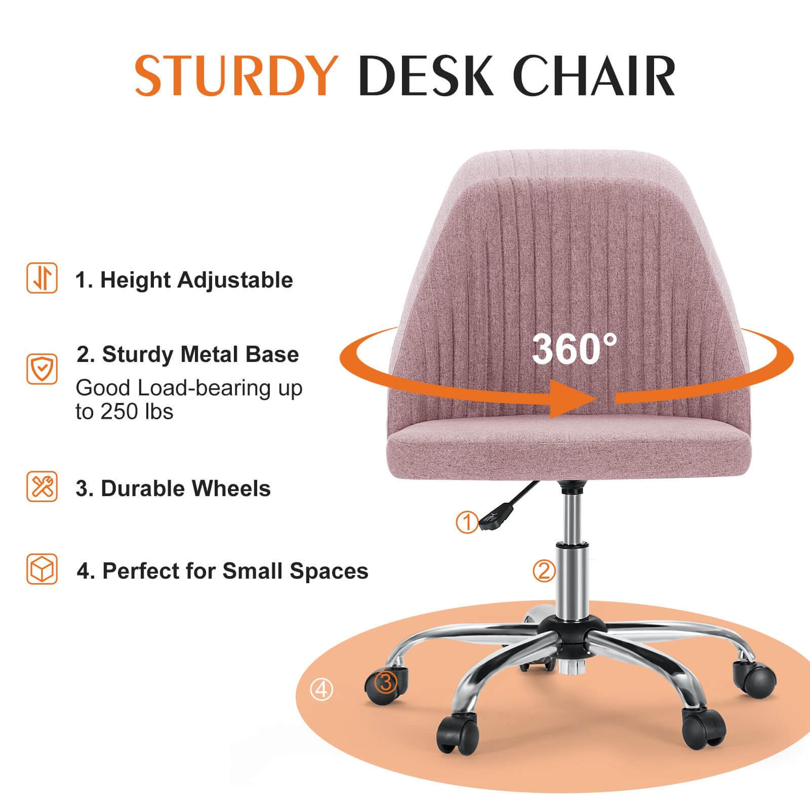 Modern Fabric Armless Adjustable Swivel Office Desk Chairs with Wheels--Bedroom,Bedroom Chair,Home Office,Home Office Chair,Living Room,Living Room Chair,Office,Office chair,Office Chair1