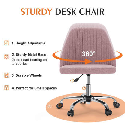 Modern Fabric Armless Adjustable Swivel Office Desk Chairs with Wheels--Bedroom,Bedroom Chair,Home Office,Home Office Chair,Living Room,Living Room Chair,Office,Office chair,Office Chair1