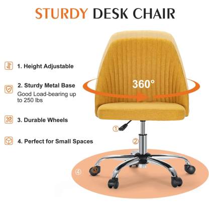 Modern Fabric Armless Adjustable Swivel Office Desk Chairs with Wheels--Bedroom,Bedroom Chair,Home Office,Home Office Chair,Living Room,Living Room Chair,Office,Office chair,Office Chair1