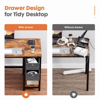 Modern Simple Style Home Office Writing Desk with 2-Tier Drawers Storage Shelf Headphone Hook--Bedroom,Bedroom Desk,Home Office,Home Office Desk,Office,Office chair,Office Desk