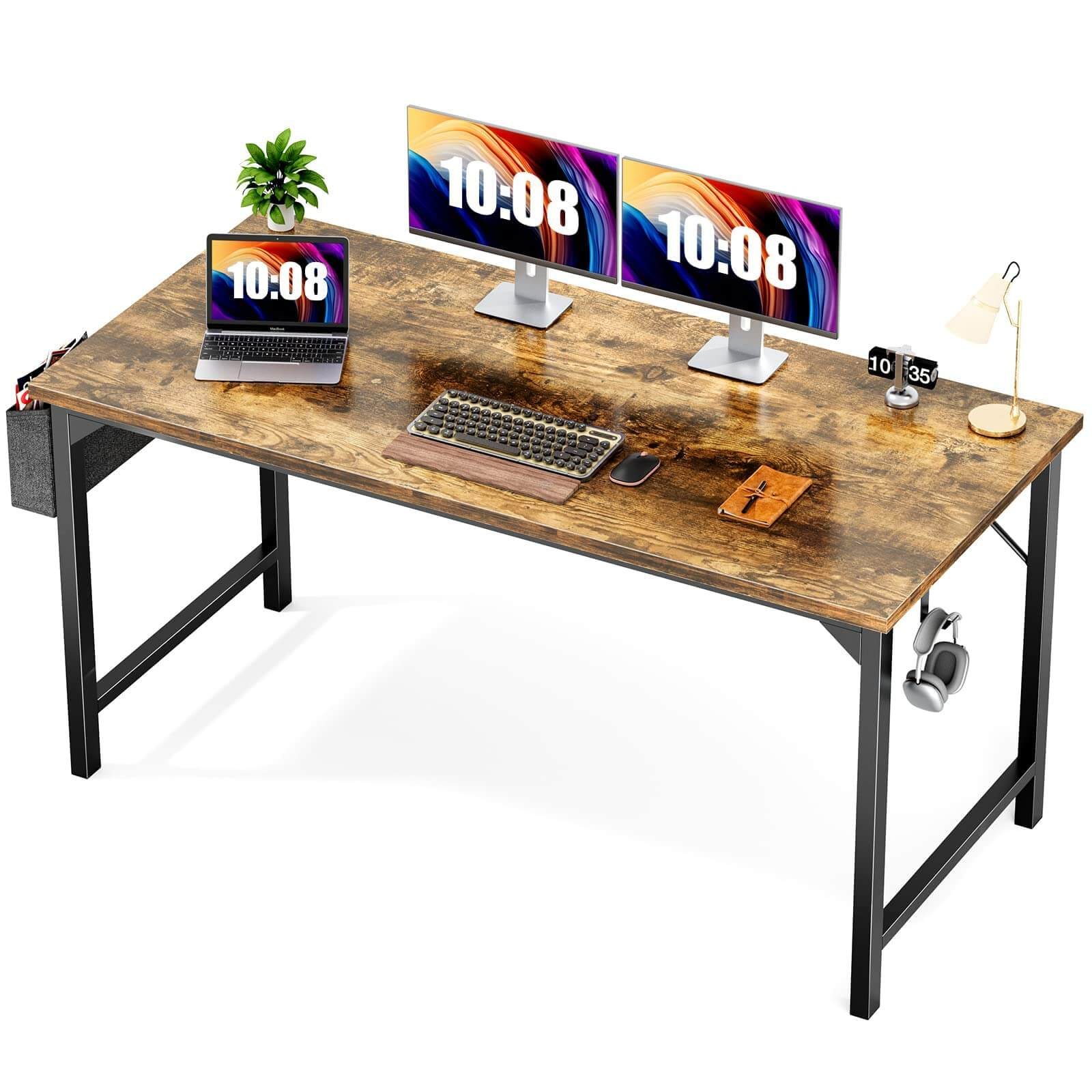 Modern Simple Style Wooden Work Office Desks with Storage Bag and Iron Hook--Bedroom,Bedroom Desk,Home Office,Home Office Desk,New Arrivals,Office,Office Desk