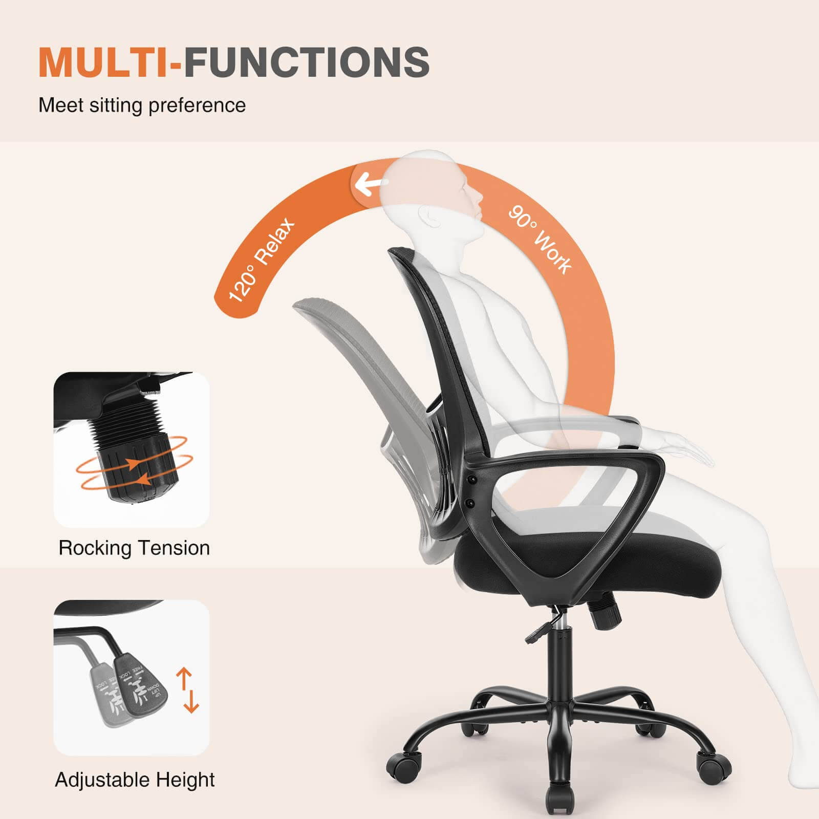 Mid-Back Task Chair with Lumbar Support,Ergonomic Home Office Desk Chairs--Bedroom,Bedroom Chair,Home Office,Home Office Chair,Office,Office chair,Office Chair1