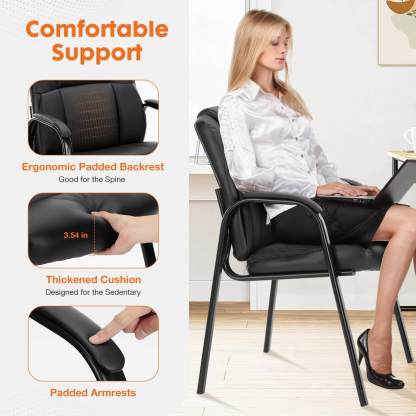 PU Leather Conference Room Reception Chairs with Padded Arms,No Wheels Executive Office Chair--Bedroom,Home Office,Home Office Chair,kitchen & Dining,Office,Office chair,Office Chair1