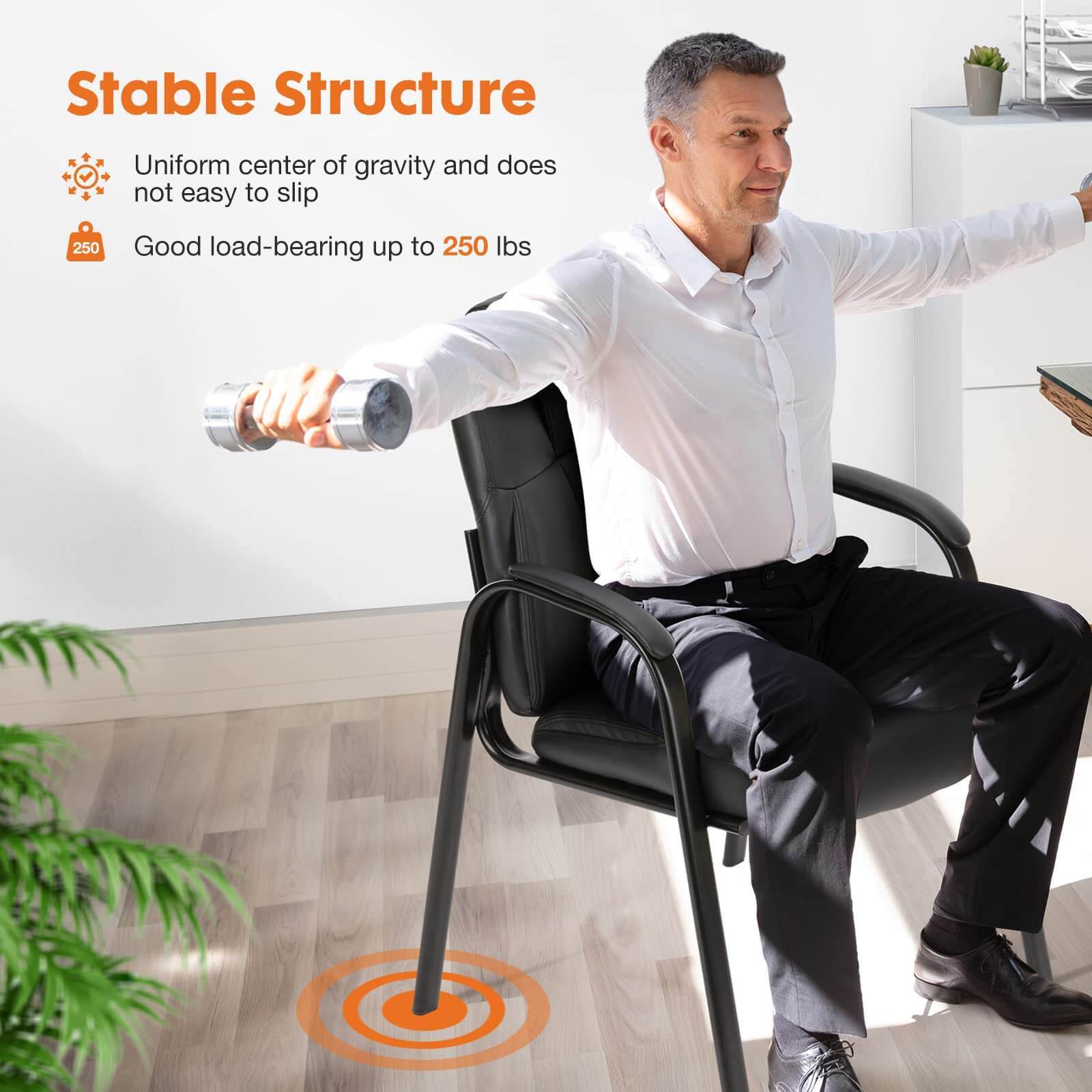 PU Leather Conference Room Reception Chairs with Padded Arms,No Wheels Executive Office Chair--Bedroom,Home Office,Home Office Chair,kitchen & Dining,Office,Office chair,Office Chair1