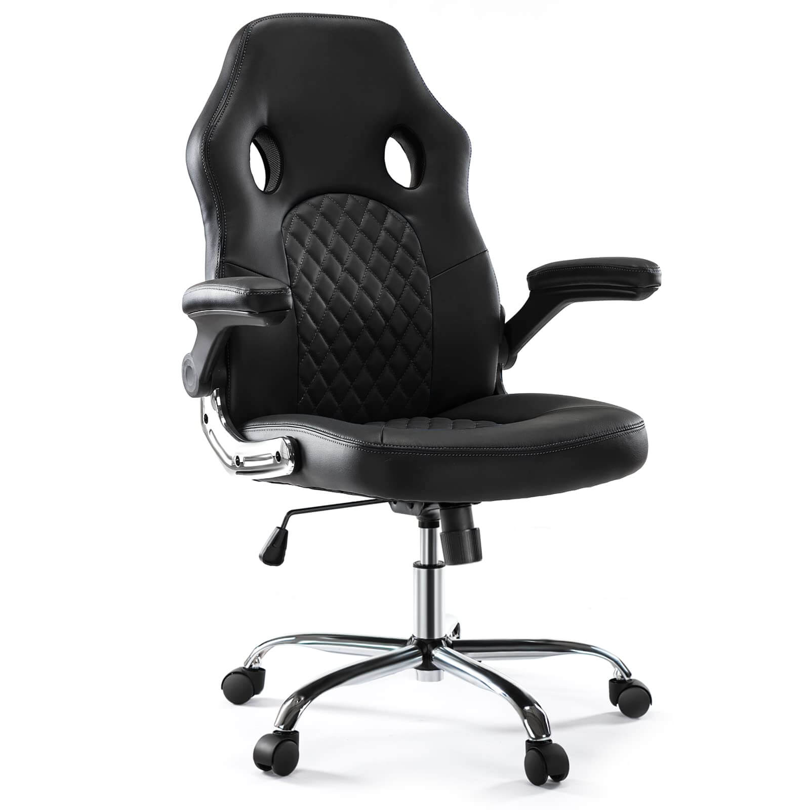 PU Leather Executive Ergonomic Mid Back Computer Chair with Flip-up Armrests--Bedroom,Bedroom Chair,Home Office,Home Office Chair,Office,Office chair,Office Chair1