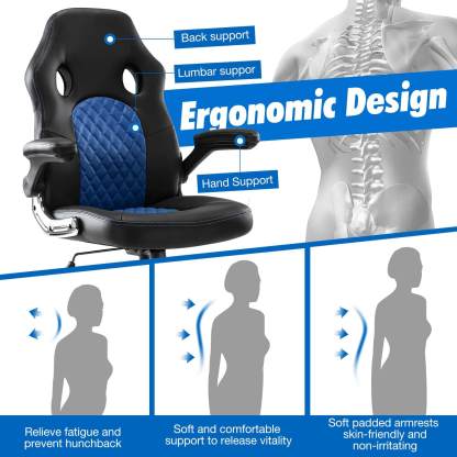 PU Leather Executive Ergonomic Mid Back Computer Chair with Flip-up Armrests--Bedroom,Bedroom Chair,Home Office,Home Office Chair,Office,Office chair,Office Chair1