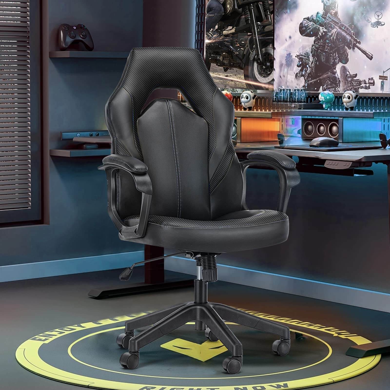 PU Leather Ergonomic Office Chair Swivel Computer Gaming Chair with Lumbar Support--Bedroom,Bedroom Chair,Home Office,Home Office Chair,Office,Office chair,Office Chair1