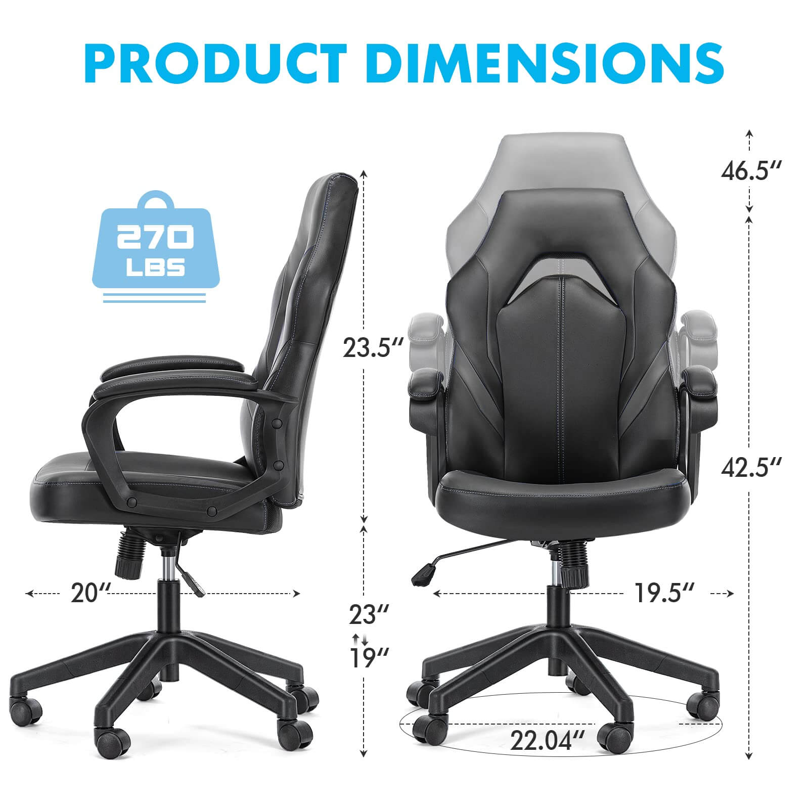 PU Leather Ergonomic Office Chair Swivel Computer Gaming Chair with Lumbar Support--Bedroom,Bedroom Chair,Home Office,Home Office Chair,Office,Office chair,Office Chair1
