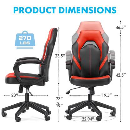 PU Leather Ergonomic Office Chair Swivel Computer Gaming Chair with Lumbar Support--Bedroom,Bedroom Chair,Home Office,Home Office Chair,Office,Office chair,Office Chair1