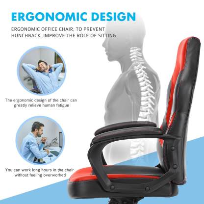 PU Leather Ergonomic Office Chair Swivel Computer Gaming Chair with Lumbar Support--Bedroom,Bedroom Chair,Home Office,Home Office Chair,Office,Office chair,Office Chair1