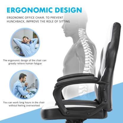 PU Leather Ergonomic Office Chair Swivel Computer Gaming Chair with Lumbar Support--Bedroom,Bedroom Chair,Home Office,Home Office Chair,Office,Office chair,Office Chair1