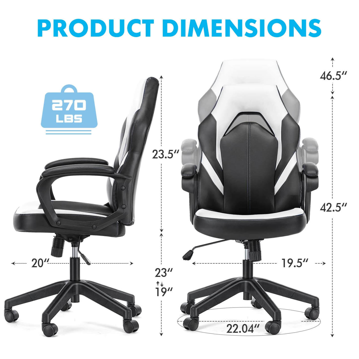 PU Leather Ergonomic Office Chair Swivel Computer Gaming Chair with Lumbar Support--Bedroom,Bedroom Chair,Home Office,Home Office Chair,Office,Office chair,Office Chair1