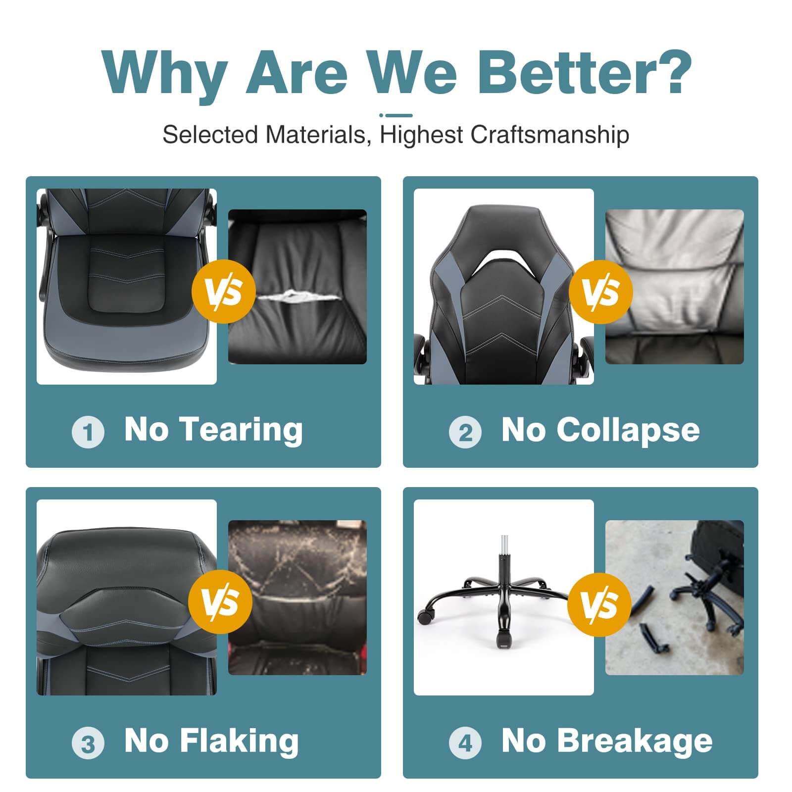 PU Leather Ergonomic Gaming Chair with Flip-up Armrests and Lumbar Support--Bedroom,Bedroom Chair,Home Office,Home Office Chair,Office,Office chair,Office Chair1