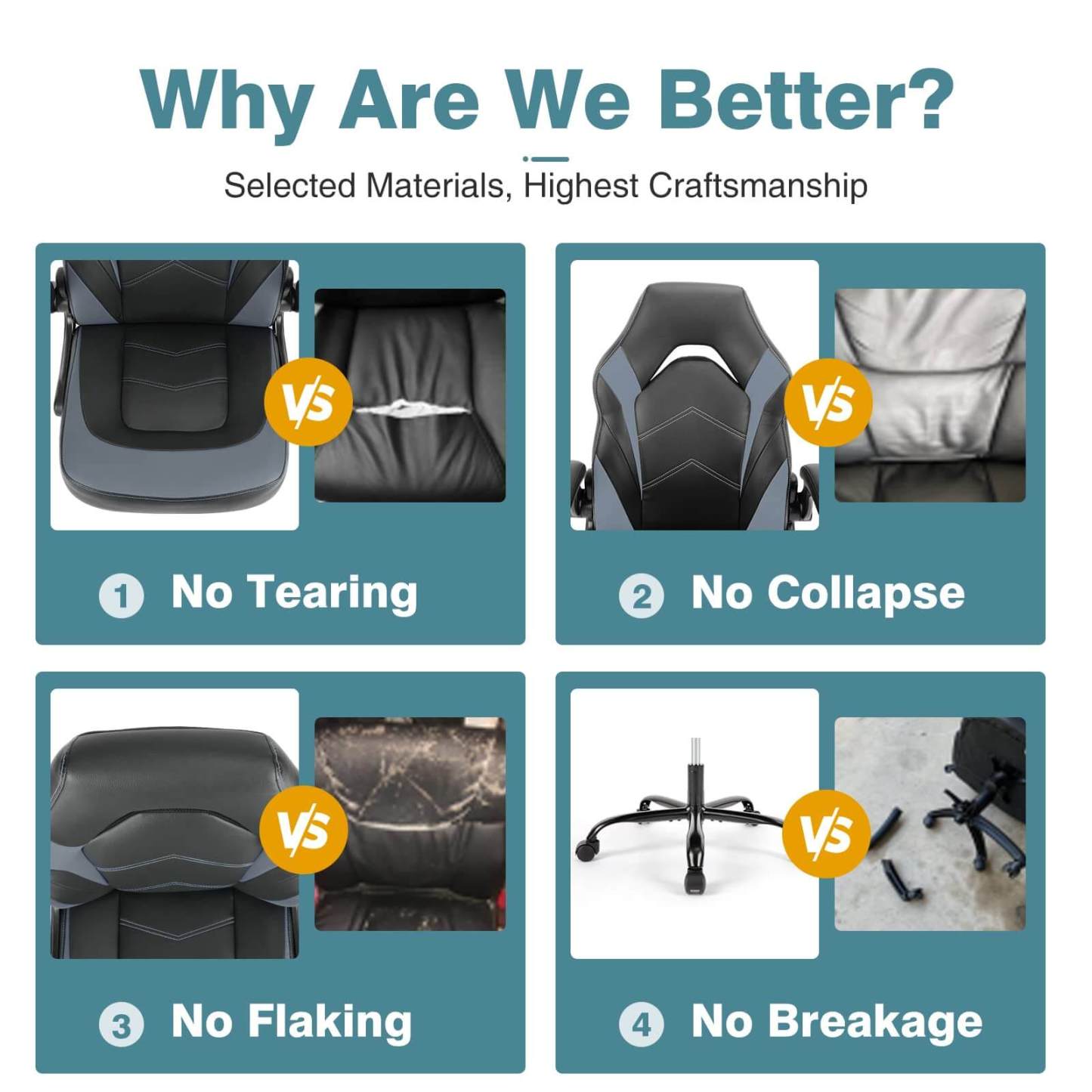 PU Leather Ergonomic Gaming Chair with Flip-up Armrests and Lumbar Support--Bedroom,Bedroom Chair,Home Office,Home Office Chair,Office,Office chair,Office Chair1