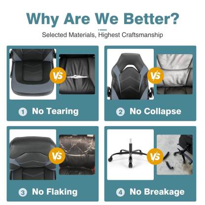 PU Leather Ergonomic Gaming Chair with Flip-up Armrests and Lumbar Support--Bedroom,Bedroom Chair,Home Office,Home Office Chair,Office,Office chair,Office Chair1