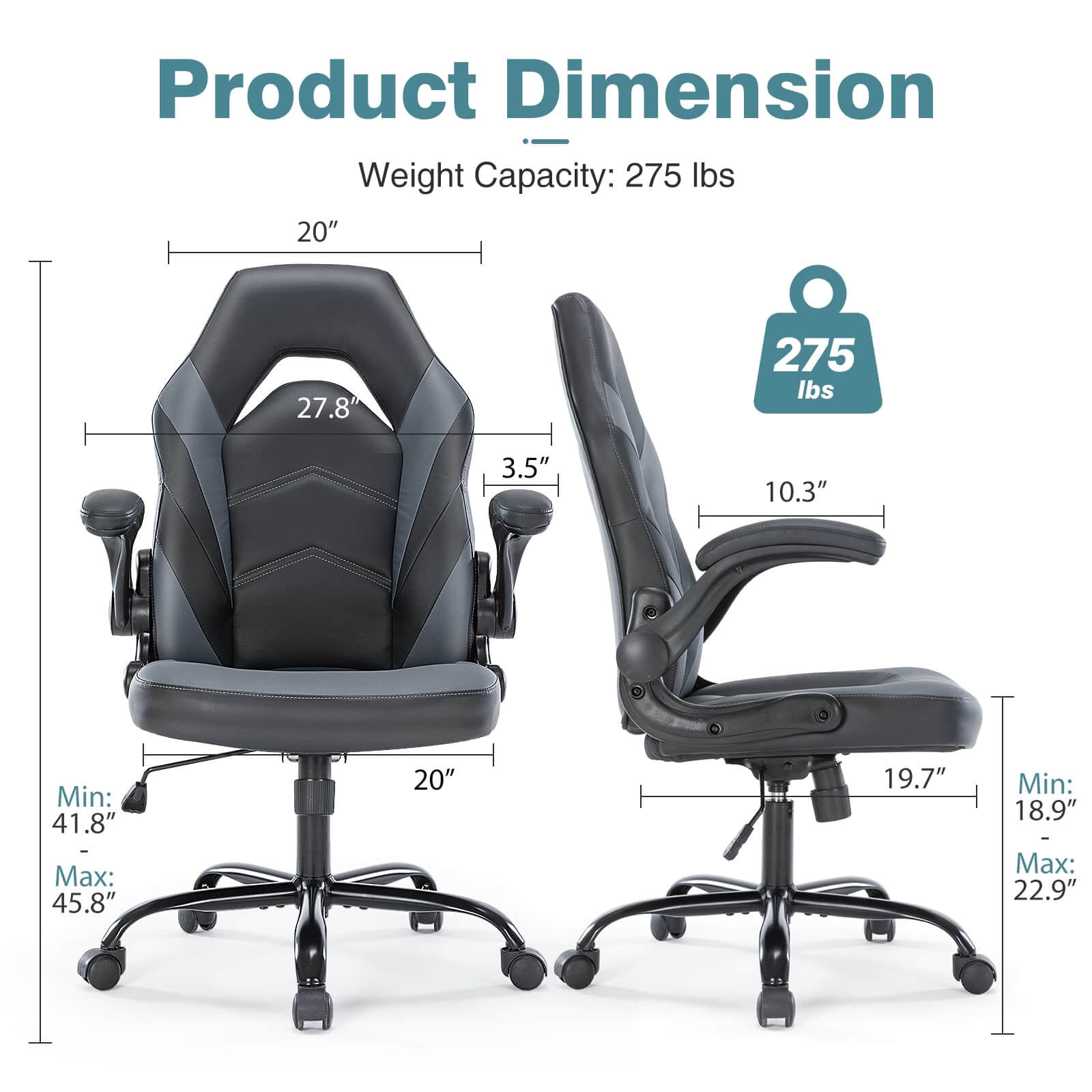 PU Leather Ergonomic Gaming Chair with Flip-up Armrests and Lumbar Support--Bedroom,Bedroom Chair,Home Office,Home Office Chair,Office,Office chair,Office Chair1