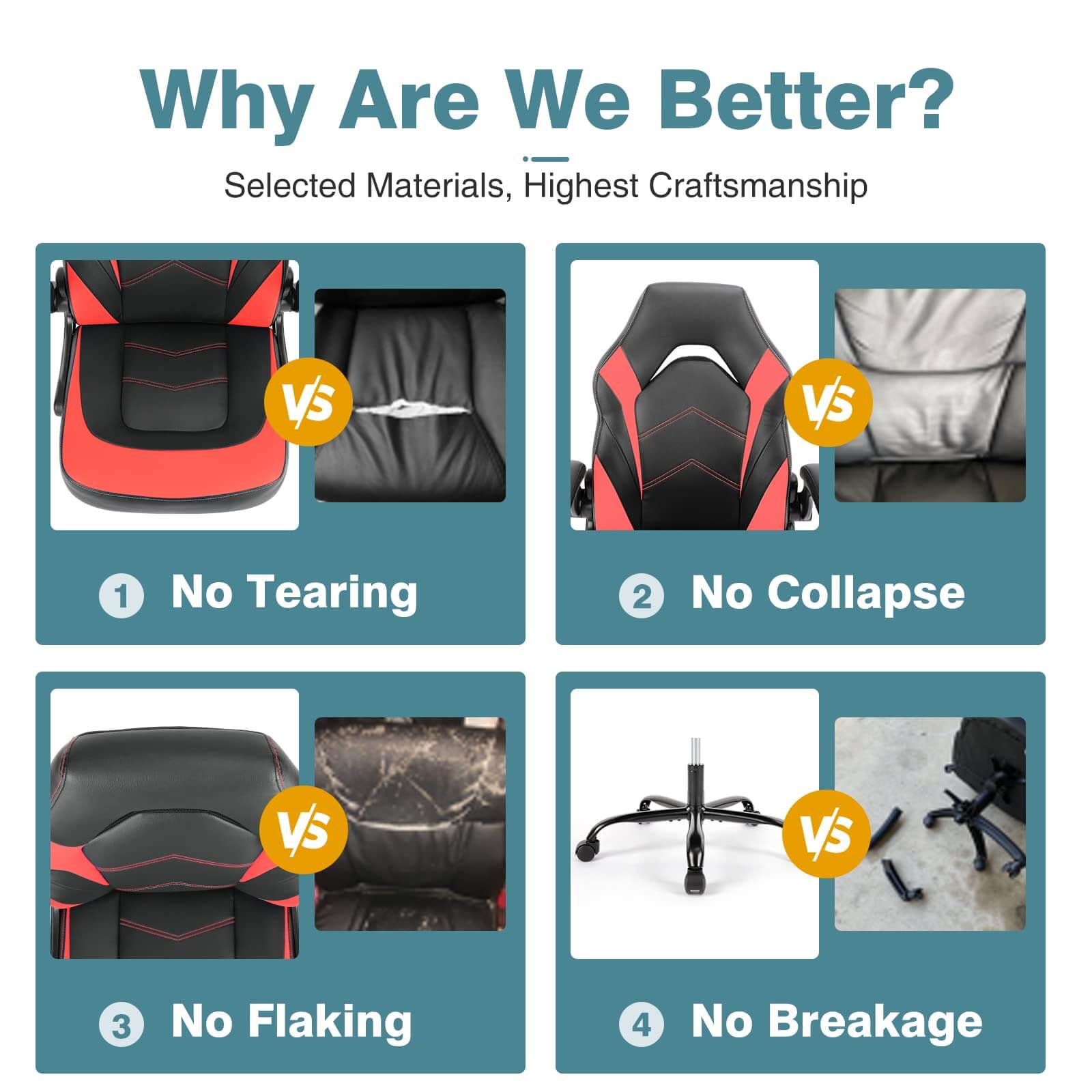 PU Leather Ergonomic Gaming Chair with Flip-up Armrests and Lumbar Support--Bedroom,Bedroom Chair,Home Office,Home Office Chair,Office,Office chair,Office Chair1