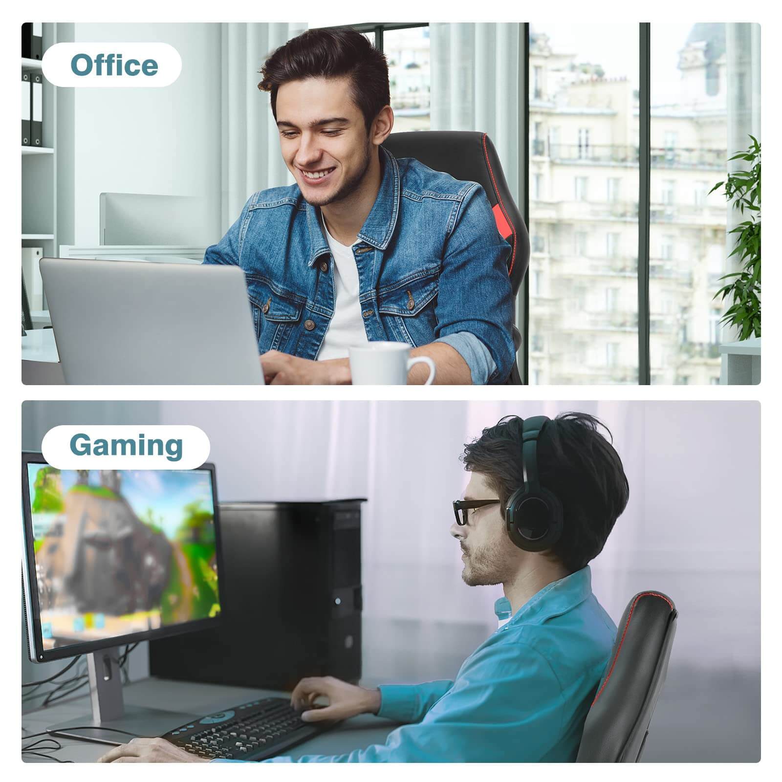 PU Leather Ergonomic Gaming Chair with Flip-up Armrests and Lumbar Support--Bedroom,Bedroom Chair,Home Office,Home Office Chair,Office,Office chair,Office Chair1