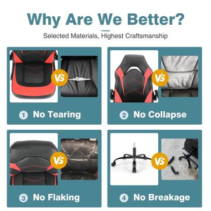 PU Leather Ergonomic Gaming Chair with Flip-up Armrests and Lumbar Support--Bedroom,Bedroom Chair,Home Office,Home Office Chair,Office,Office chair,Office Chair1