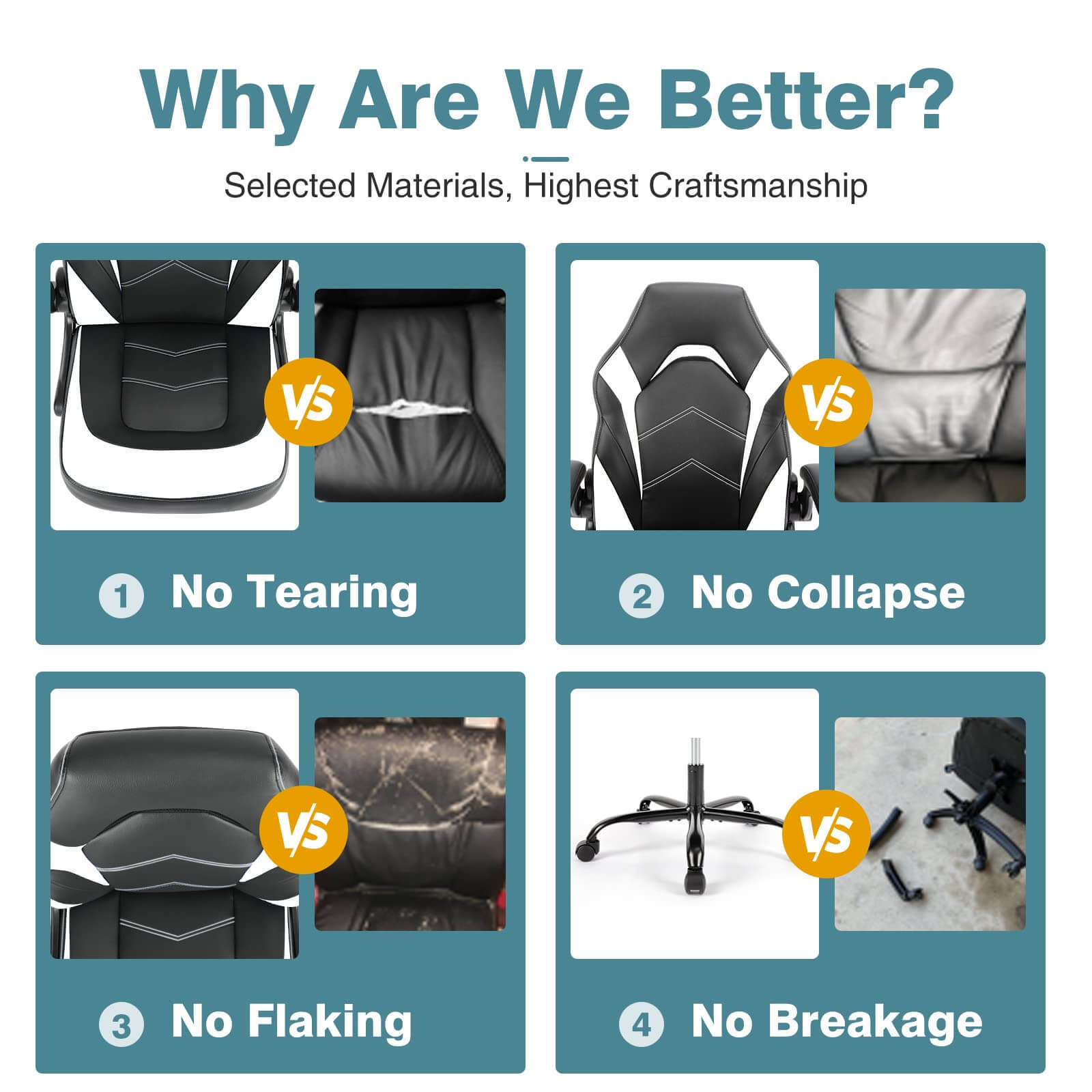 PU Leather Ergonomic Gaming Chair with Flip-up Armrests and Lumbar Support--Bedroom,Bedroom Chair,Home Office,Home Office Chair,Office,Office chair,Office Chair1