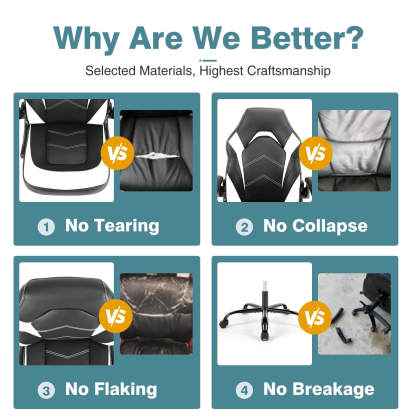 PU Leather Ergonomic Gaming Chair with Flip-up Armrests and Lumbar Support--Bedroom,Bedroom Chair,Home Office,Home Office Chair,Office,Office chair,Office Chair1